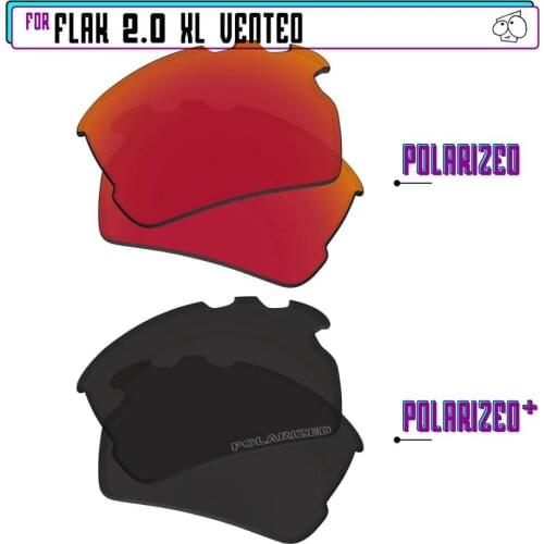 EZReplace Polarized Replacement Lenses for - Oakley Flak 2.0 XL Vented Sunglasses - Black P Plus-Red P
