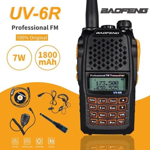 Baofeng UV-6R Walkie-Talkie Power 7W UHF/VHF FM Transceiver Dual Band Portable Two Way Ham CB Radio For Professional Hunting