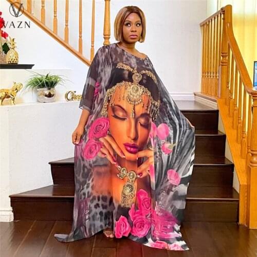 VAZN 2021 Autumn Plus Size High-end Bohemian Loose Chiffon Long Dress Full Sleeve Mature Fashion Women Dress Slim Dress Dress