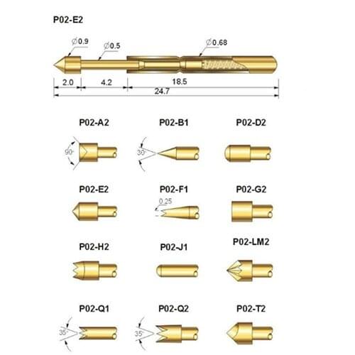 Probe P02-q2 B1 Plum Blossom Point Cone Flat Head Round Head Concave Head Pin P50 Extended Spring Probe
