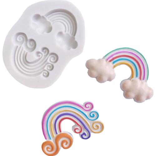 Rainbow Fondant Cake Silicone Chocolate Biscuits Mould Soap Candle Pastry Ice Cube Molds DIY Cake Decoration Tools