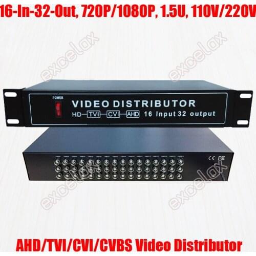 1080P 960P 720P 16CH In 32CH Out AHD CVI TVI CVBS Video Distributor Splitter 1.5U Rack Mount for Analog HD CCTV Security System