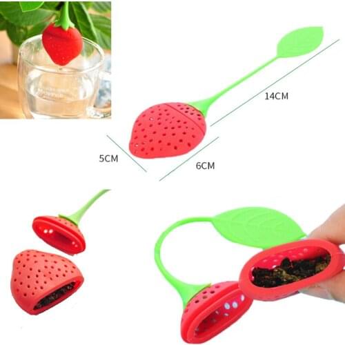 Silica Gel Strawberry Tea Strainer Bag Tea Strainer Bag Ball Sticks Loose Herbal Spice silicone tea Infuser