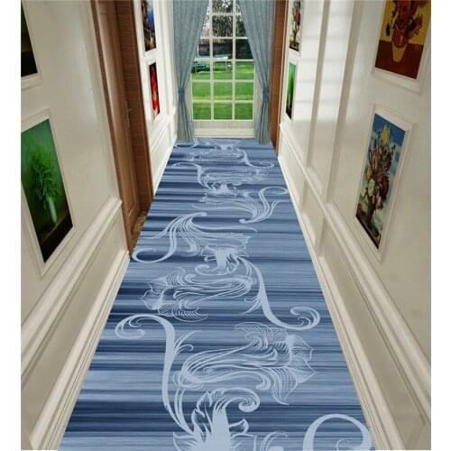 Modern Blue Hallway Corridor Carpets Home Hotel Long Aisle Rug Entrance Doormat Anti-Slip Kitchen Stair Carpet Party Floor Rugs