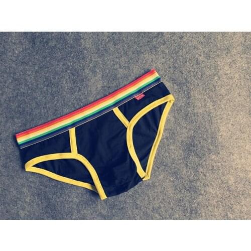 Brand PINKY SENSON sexy Mens Underwear Rainbow belt briefs Gay panties Man fashion gay underwear solid briefs underpants for men