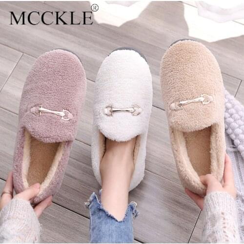 Ladies Winter Slippers Womens Indoor House Shoes Woman Home Slippers Warm Plush Cute Cartoon Pattern Female Flat Shoes Slip On
