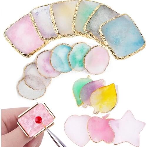 1PC Round Resin Agate Stone Nail Color Palette Gel Polish Pallet Mixing Drawing Paint Plate Manicure For Nails Art Display Shelf