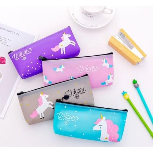 12 Pcs Per Lot Unicorn Large Pencil Case Stationery Storage Organizer Bag School Office Supply Cute