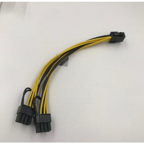2 Pieces PCI-E 6pin to Dual 8pin(6+2) Cable Graphics Card Power Cable Video Card Adapter Power Splitter Supply Cable 20cm