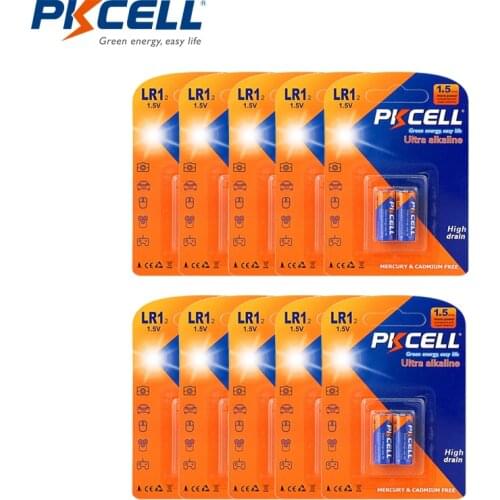 20PCS PKCELL LR1 battery 1.5v N size E90 N LR1 MN9100 910A Alkaline duty Battery Primary and Dry Batteries for Speaker Bluetooth