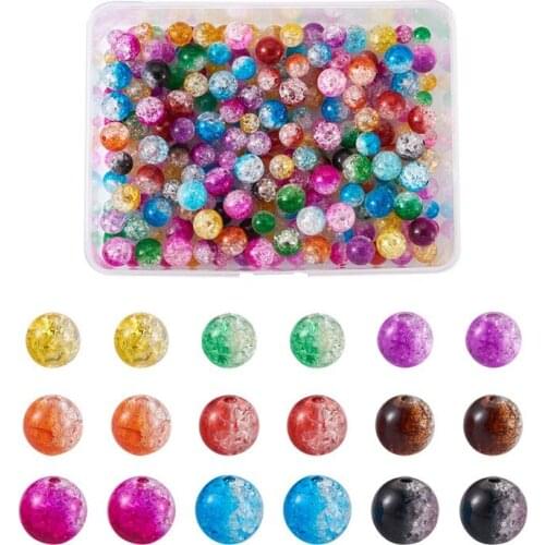 450pcs/box 8 10 12mm Acrylic Beads Spacer Beads Crackle Half Spray Painted Round for Jewelry Making DIY Bracelet Necklace