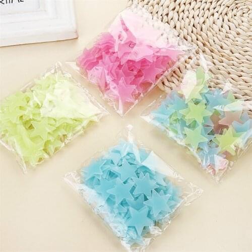 7@# New Colorful Hot 3D Stars Glow In The Dark Luminous Fluorescent Plastic Wall Stickers Living Home Decor Kids Rooms