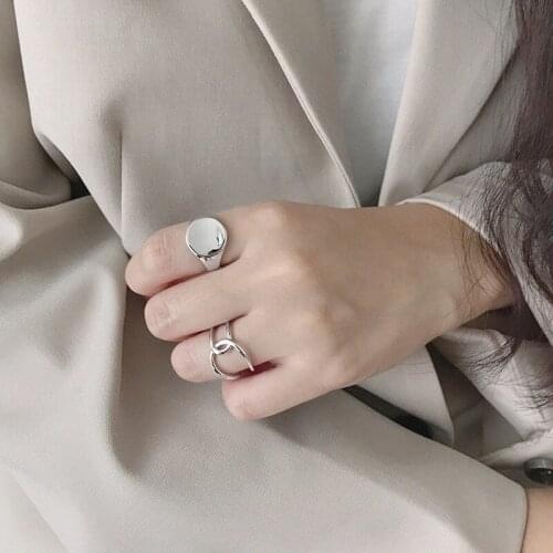 925 Sterling Silver Japanese Glossy Concave Ring Female New Office Jewelry Round High Quality High Quality Model Ring