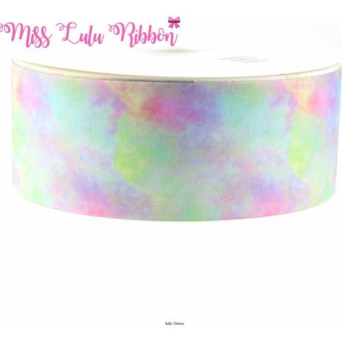 3"75mm rainbow ombre printed grosgrain ribbon7/8" 3/8" 1-1/2" /galaxy elastic ribbon handmade hair bows party decoration 50 yds