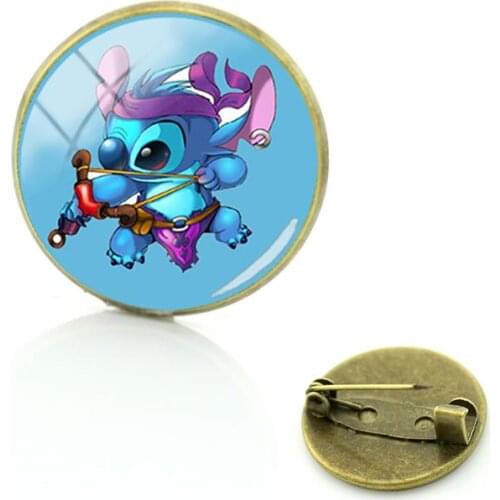 Disney Star Baby Stitch Pattern Brooch Badge Glass Cabochon Brooch Pin Bag Clothes Hat Accessories Fans Jewelry Gifts