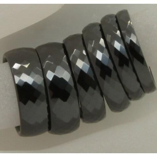 Forever classic 7mm width multi facet black hi-tech scratch proof ceramic ring 1pc