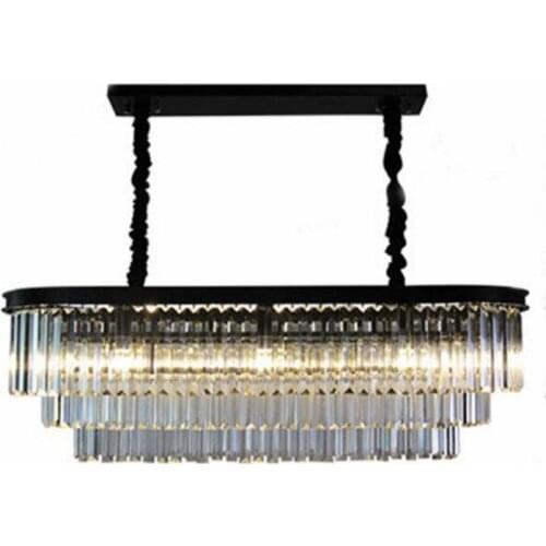 Crystal Chandelier Oval Black Retro American Light Crystal Chandelier Dining Table Creative Personality Dining Room Lamp