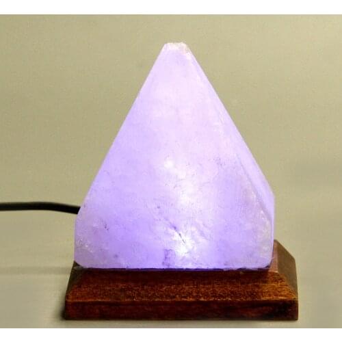 Creative Himalayan Crystal Salt Lamp USB Natural Shape Round Natural Triangle Crystal Rock Wooden Base Hand Carved Night Ligh