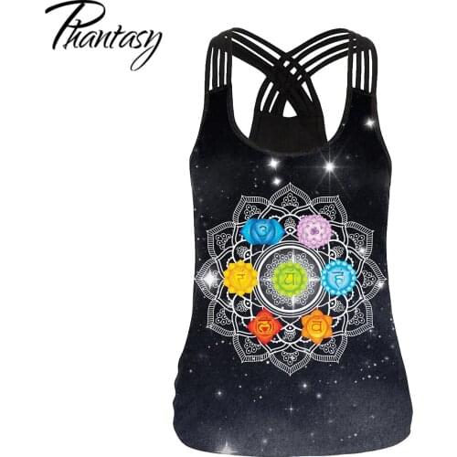 Phantasy Summer Sleeveless Tops Fashion Mandala Pattern Print Womens Clothing Casual Vest Loose Sports Fitness Tank Tops