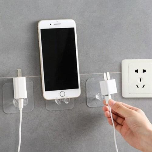 Multifunctional Wall Hook Kitchen Strong Transparent Wall Mount Self-adhesive Seamless Hook Plug Hook Key Chain Storage Rack