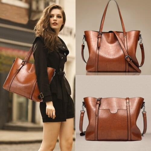 Fashion Luxury Messenger Women Bag Large Capacity Shoulder Bag Oil WaX Leather Crossbody Bag For Women