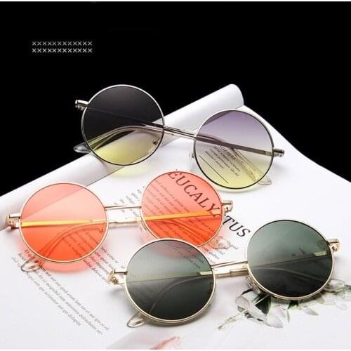 Fashion Vintage Round Frame Sunglasses For Women Men Oculos Luxury Designer Male Metal Frame Ocean Lens Sun Glasses Gafas CM3429