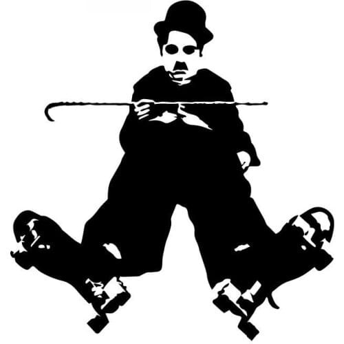 Charlie Chaplin Stickers High-quality Car Windows on Skates with Personalized PVC Waterproof Decals Black/white, 16cm*15cm