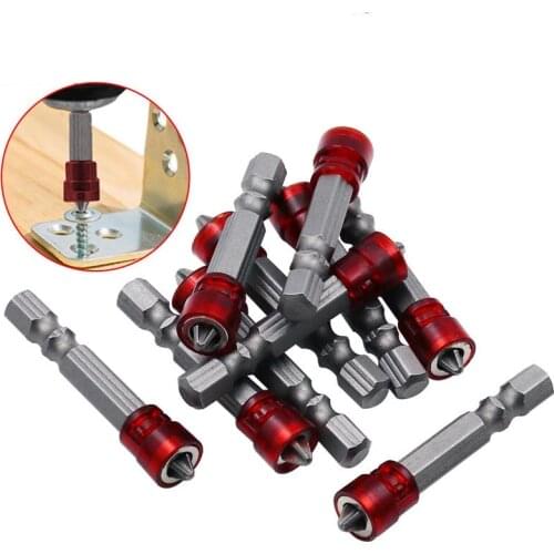1/4" Screwdriver Bits Red Head Magnet Driver Hex Shank With Magnetizer Cross Magnetic Bit Hand Electric Screw Tool Accessories