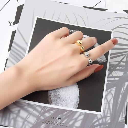 2020 New Trendy Double Head Water Drop Opening Ring Jewelry Charm Lady Cocktail Party Wedding Punk Hip Hop Rings Gift for Wife