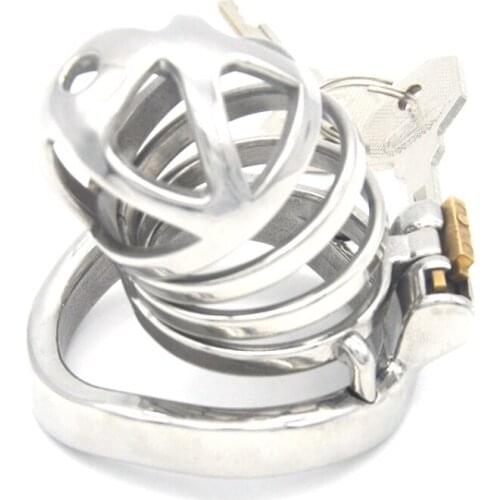 New Male Chastity Device Metal CB Lock Penis Birdcage Chastity Cage Adult Sex Appliance Arc Cockrings for Men