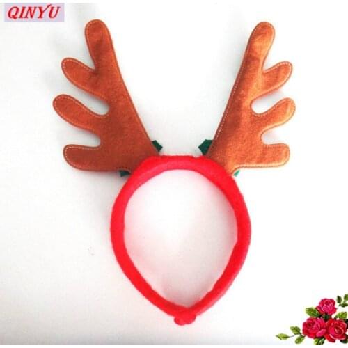 New Christmas Headwear For Kids 1pcs Brown Cloth Antlers Head Hoop Buckle Cartoon Christmas Favor Gift 6zHH098