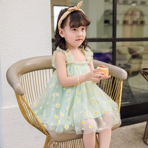 1 2 3 4 5 Years Toddler Girl Dress Summer Fashion Flower Print Sleeveless Strap Dress Kids Clothing Summer 2020 Child Dresses