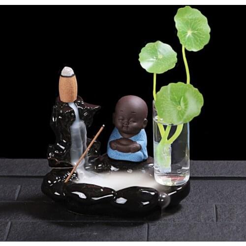 With 10Pcs Cones , The Little Monk Incense Stick Holder Backflow Incense Burner