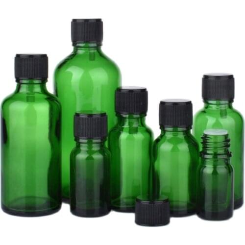 5ML-100ML Green Essential Oil Bottle Glass Medicinal Oil Container Refillable Box Beauty Makeup Essential Oil Deploy Bottles