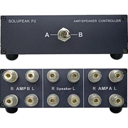 SOLUPEAK P2 2(1)-in-1(2)-Out Amp Amplifier Speaker Switcher Selector Switch Splitter 2-Way loudspeaker Control Combiner Box