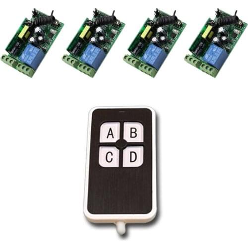 High Quality AC 85V 110V 220V 250V Wireless Remote Control Switch 10A Relay 1CH 4* Receivers Module With 4 Buttons Transmitter