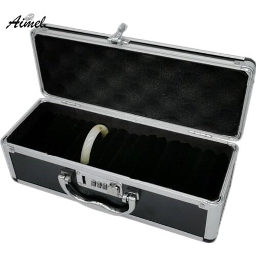Quality Bangle Jewelry Storage Box 15 Cells Jade Bracelet Display Organizer Case Travel Show Ring Earring Display Box With Lock
