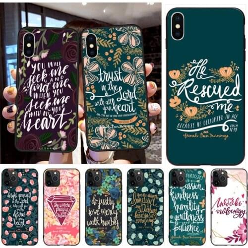 YJZFDYRM Bible Quotes Luxury Phone Case for iPhone 11 pro XS MAX 8 7 6 6S Plus X 5S SE 2020 XR case