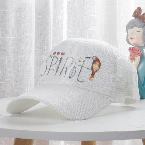 2021 Summer Baseball Cap Hat Female Net Yarn Printing Breathable Bright Brim Korean Version of All-match Outdoor Shade Cap Tide