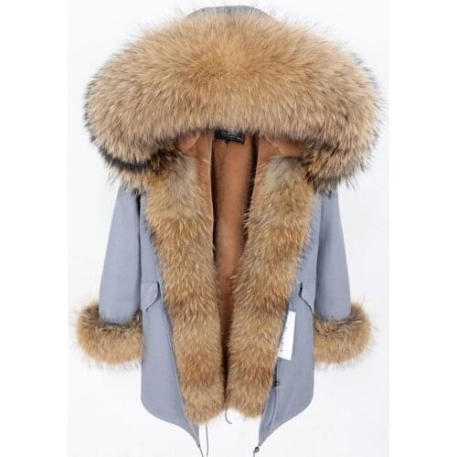 Women Jacket Winter 7XL Parka Long Coat Raccoon Fur Collar Warm And Thick Real Natural Fur Women Real Fox Fur Coat