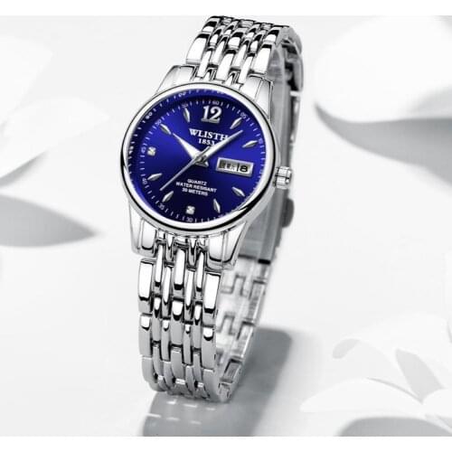 WLISTH Women Fashion Luminous Waterproof Round Dial Analog Display Quartz Watch Lover Couple Party Office Gifts Bracelet Watches