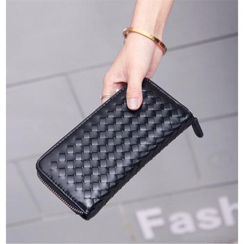 Women Weaving Style Fashion Wallets Female Lingge Long Pu Leather Coin Purses Ladies Card Holder Clutch Phone Bag Money Clip