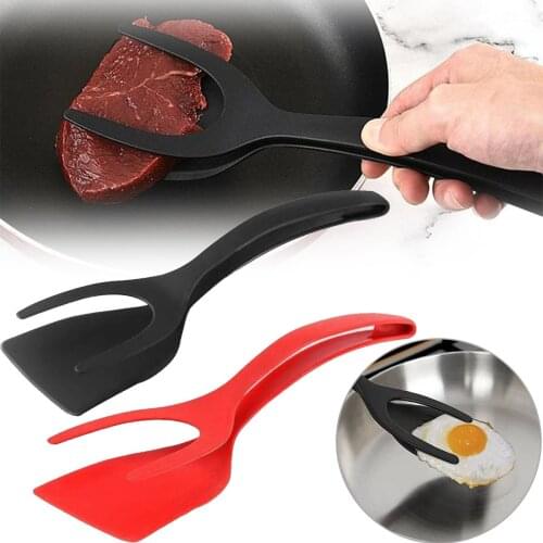 2 In 1 Grip Flip Tongs Egg Steak Tongs French Toast Pancake Egg Clamp Omelet Kitchen Accessories