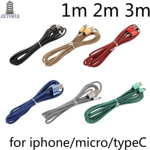 200pcs/lot Metal double nylon woven wire 8pin usb data sync charger cable for iphone X 8 7 5 5c 5s 6 6plus 6s IPAD/v8 micro usb