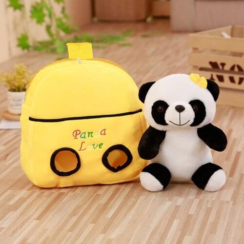 30cm Panda Backpack Girls Boys Plush Adjustable Schoolbags Stuffed Animal Bag Kindergarten Plush Backpack Toys Childrens Gift