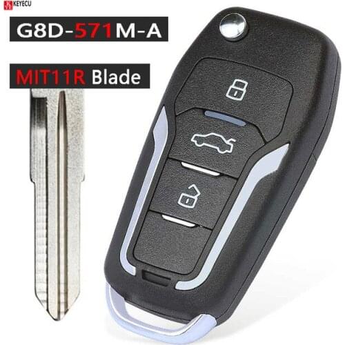 433MHz ID46 Upgraded Flip 2 Button Remote Key Fob for Mitsubishi Pajero, Lancer & Outlander MIT11R Right Blade FCC: G8D-571M-A