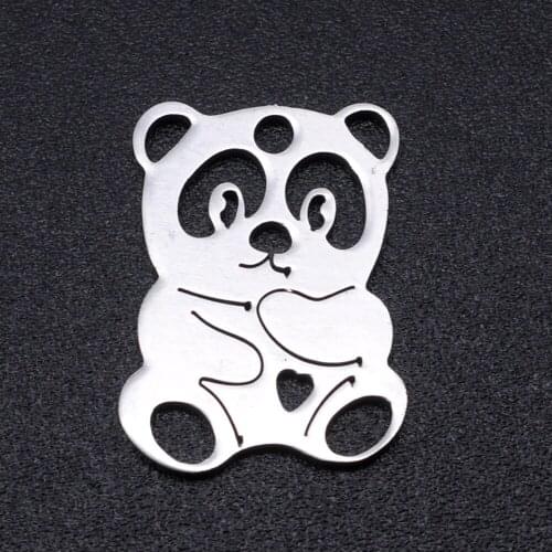 5pcs/lot 100% Stainless Steel Panda Charms Pendants Wholesale Bracelets Pendants Jewelry Making Charms
