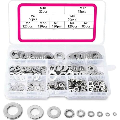700pcs 304Stainless Steel Sealing Solid Gasket Washer M2 M2.5 M3 M4 M5 M6 M8 M10 M12Sump Plug Oil For General Repair Seal Ring