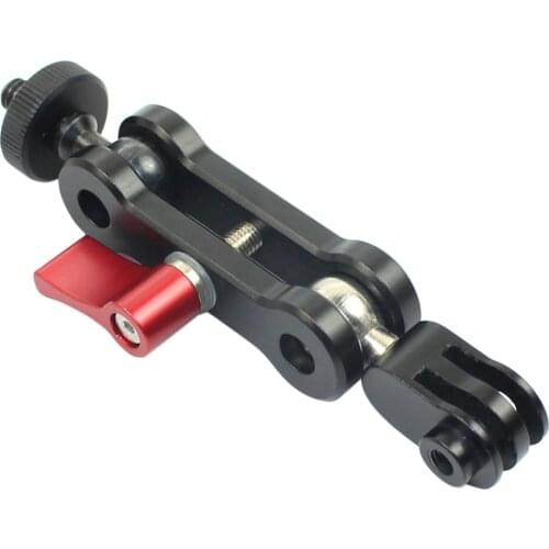 Dual Ball Head Magic Arm Mount Adapter 1/4 Screw to Universal Sport Camera Bracket 360 Degree Rotation for Gopro Action Camera