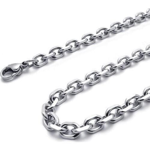 Velvet Bag Jewelry Mens Womens Chain, Stainless Steel Necklace, Silver, Width 3 mm, Length 60 cm